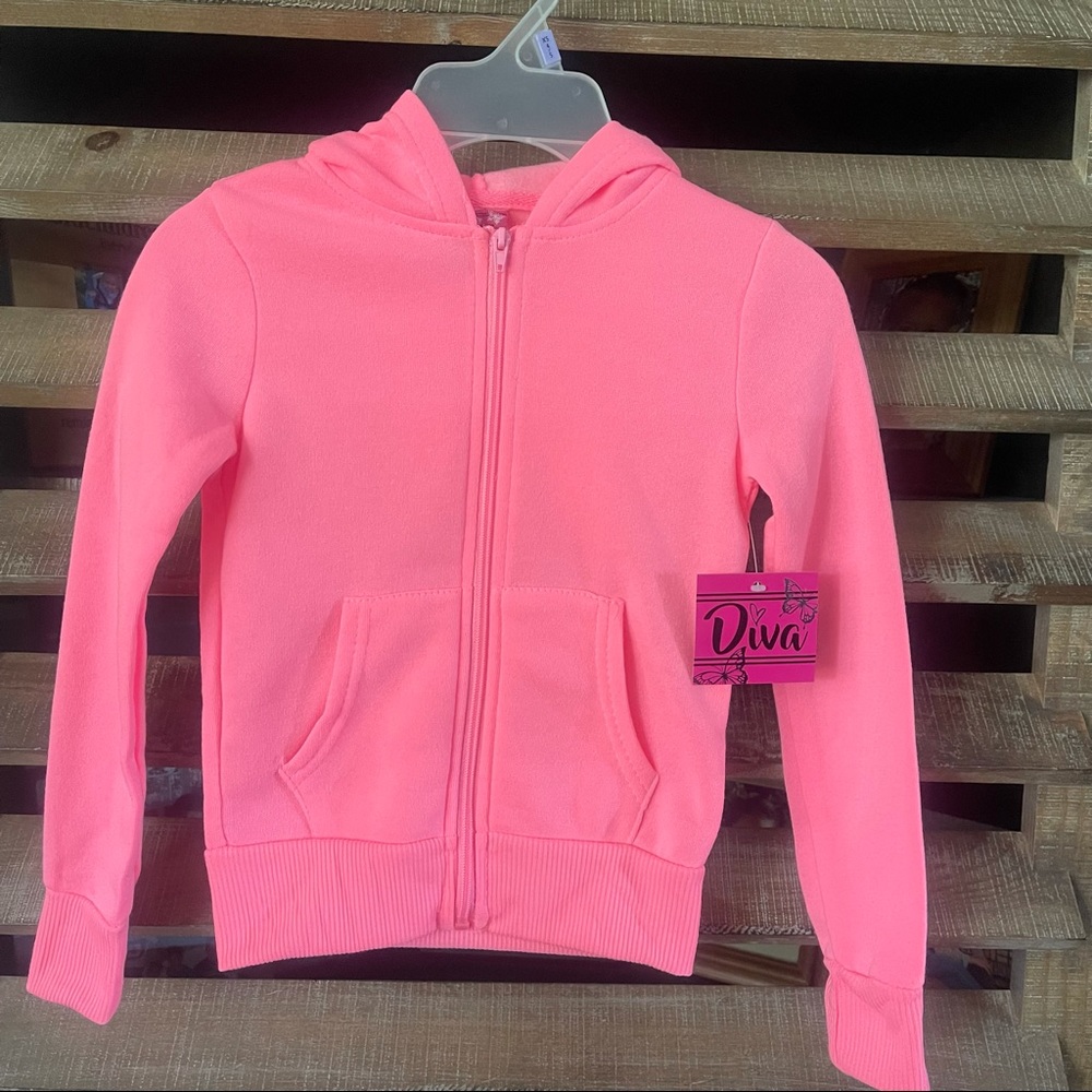 New Diva Kids Hot Pink Zippered Hoodie